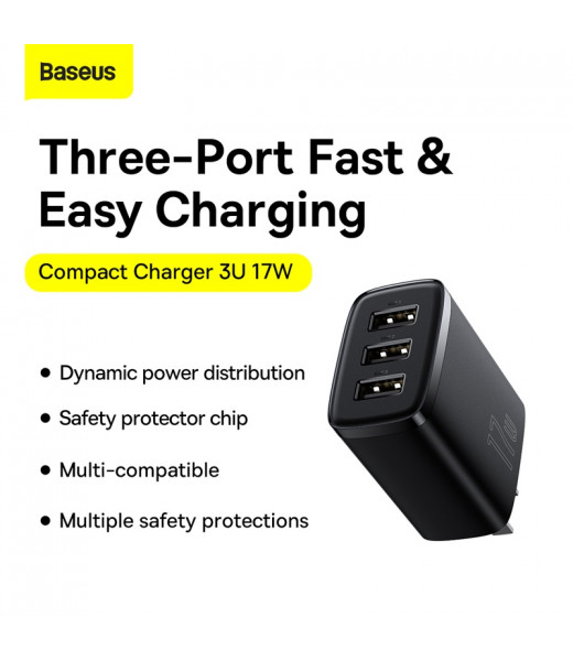 Baseus Compact 3U 17W Charger CN Pin Price in Sri Lanka