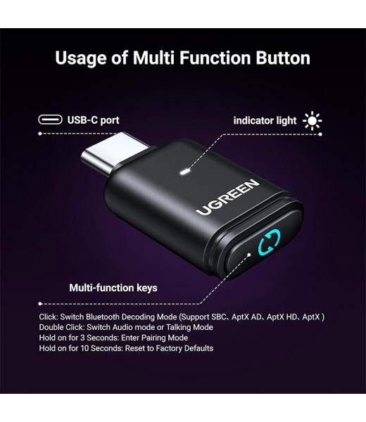 UGREEN  Type-C Bluetooth Transmitter Audio Adapter Price in Sri Lanka