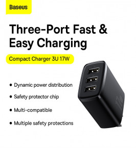 Buy Baseus Compact 3U 17W Charger CN Pin in Sri Lanka